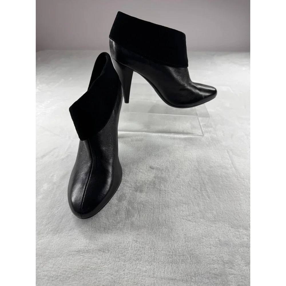 Coach Annika Heeled Ankle Booties Women's 7 Black Leather Suede Stiletto‎ Heel